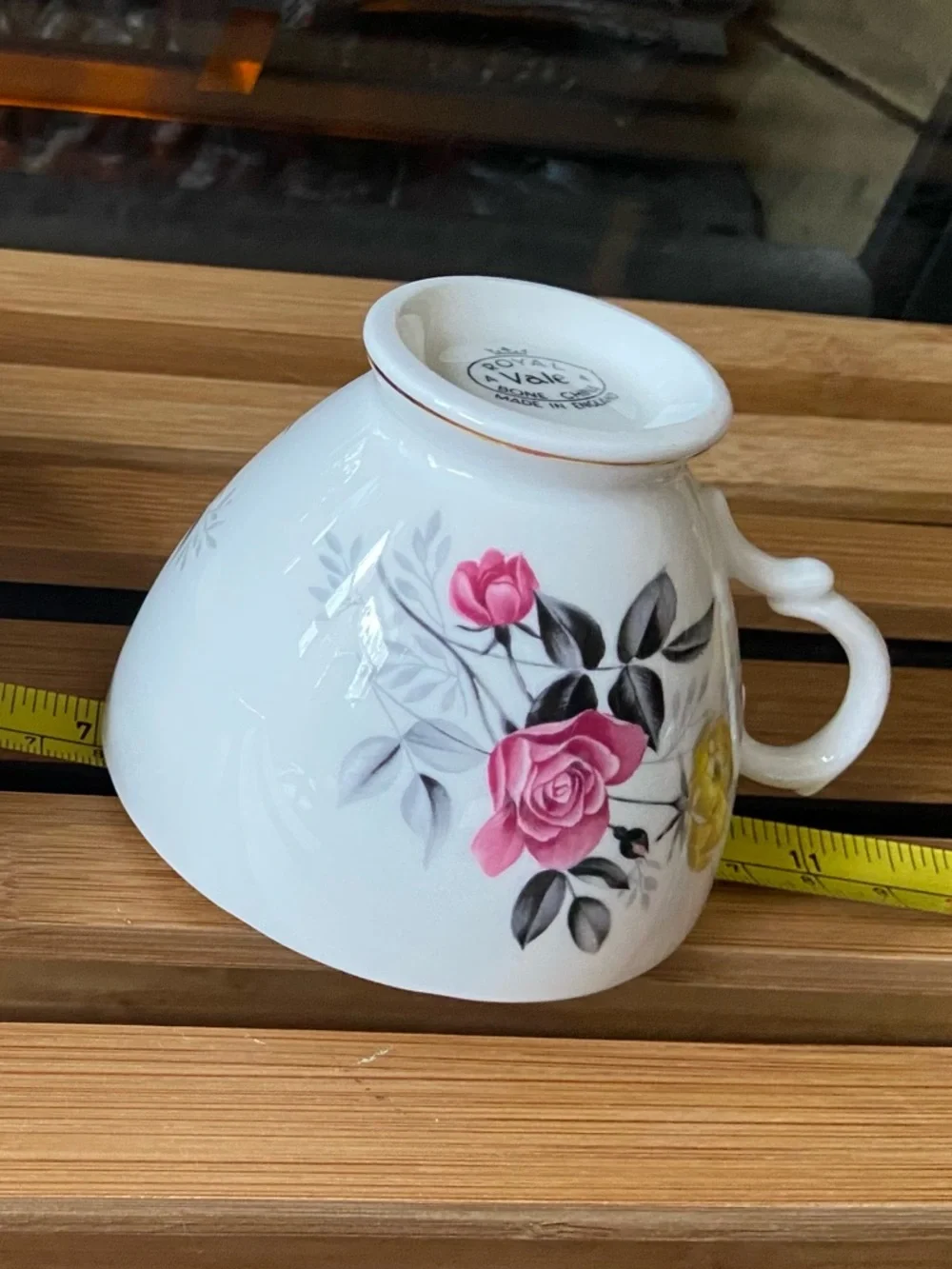 Royal Vale Fine Bone China Tea Cup & Saucer with Pink & Yellow Floral- Beautiful